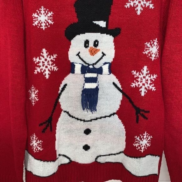 Carolyn Taylor Red Ugly Christmas Sweater Frosty Snowman Sweater Size L - Picture 3 of 6
